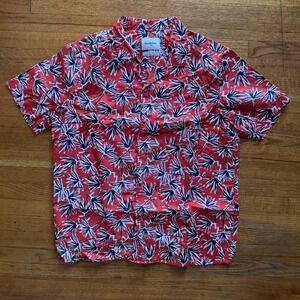 Goodfellow & Co Slim Fit Red Tropical Print Short Sleeve‎ Button Down Shirt